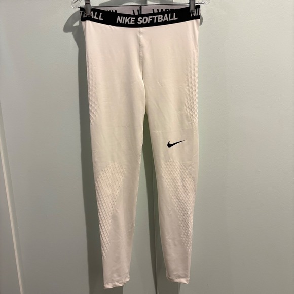 Nike Dri Fit Softball Leggings White‎ Womens Size L Athletic Performance - Picture 3 of 12